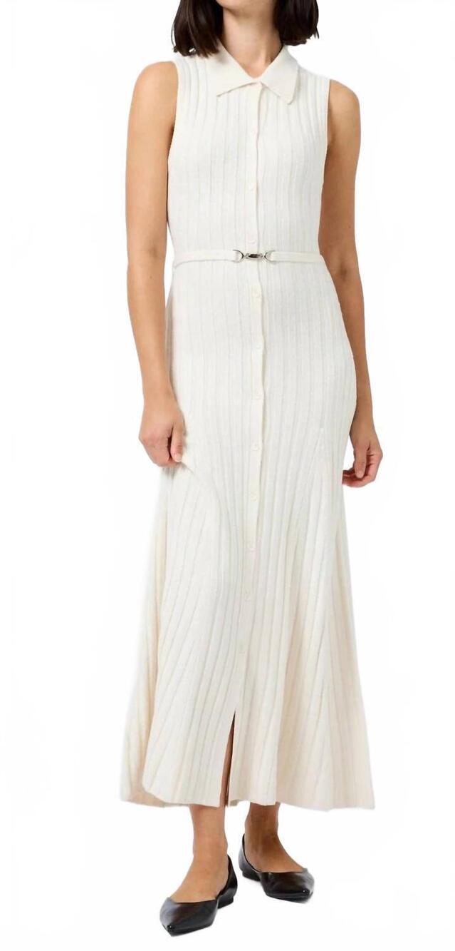 NEW FRENCH CONNECTION babysoft sleeveless midi dress in porcelain cream